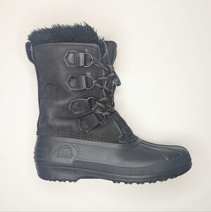 Sorel Badger black boots leather waterproof winter snow vintage lace up size 7